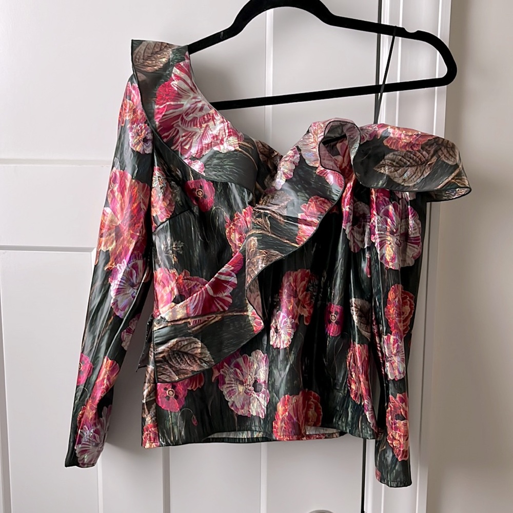 Brand New Delfi Collective top- green floral sz small